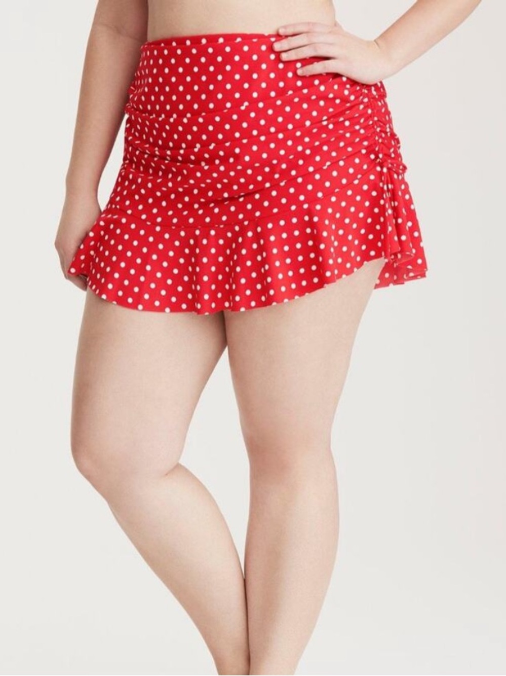 TORRID Size 2 2X Red Polka Dot Swim Skirt Over Full Coverage Bottoms EUC